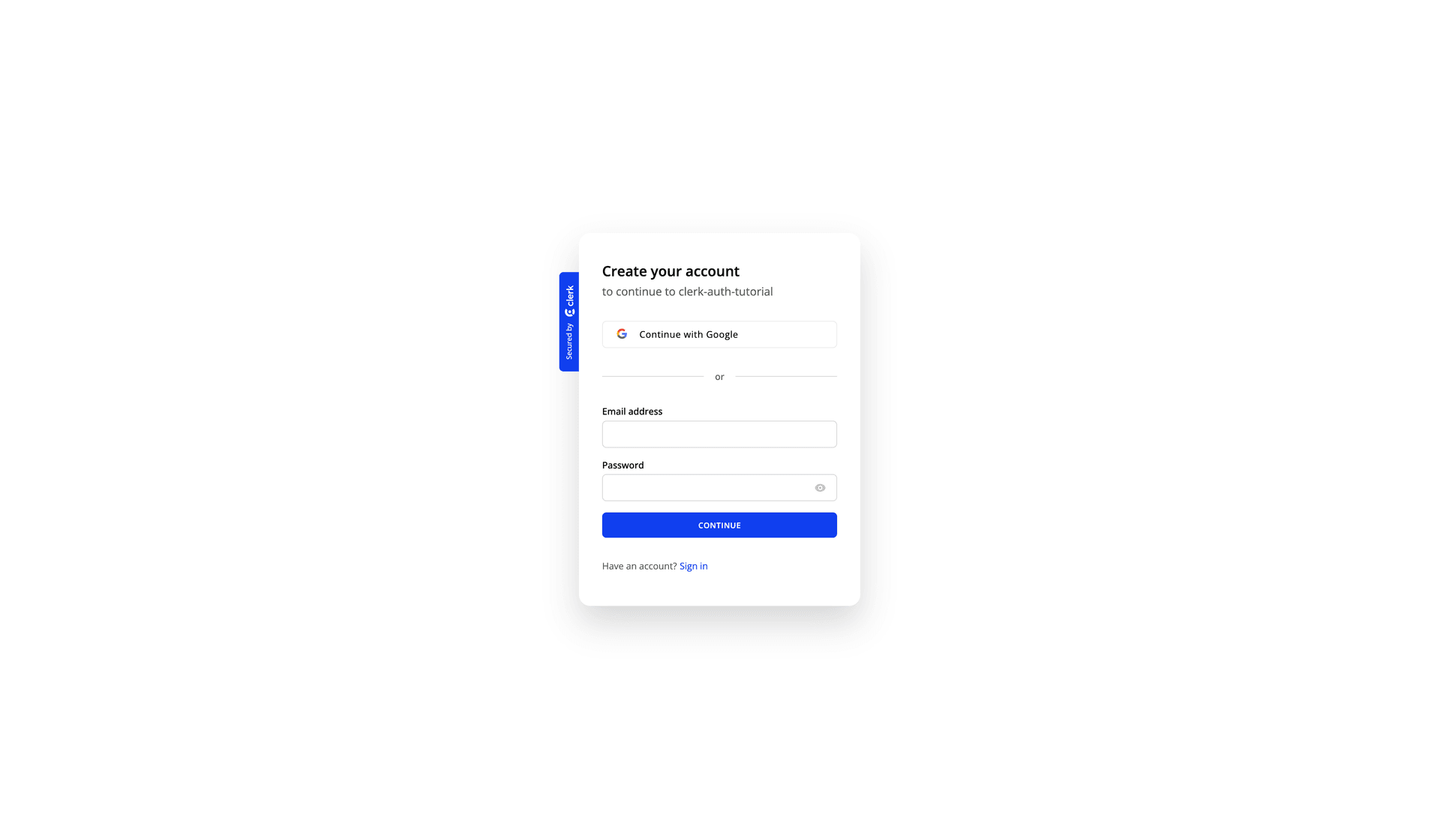Clerk SignUp component