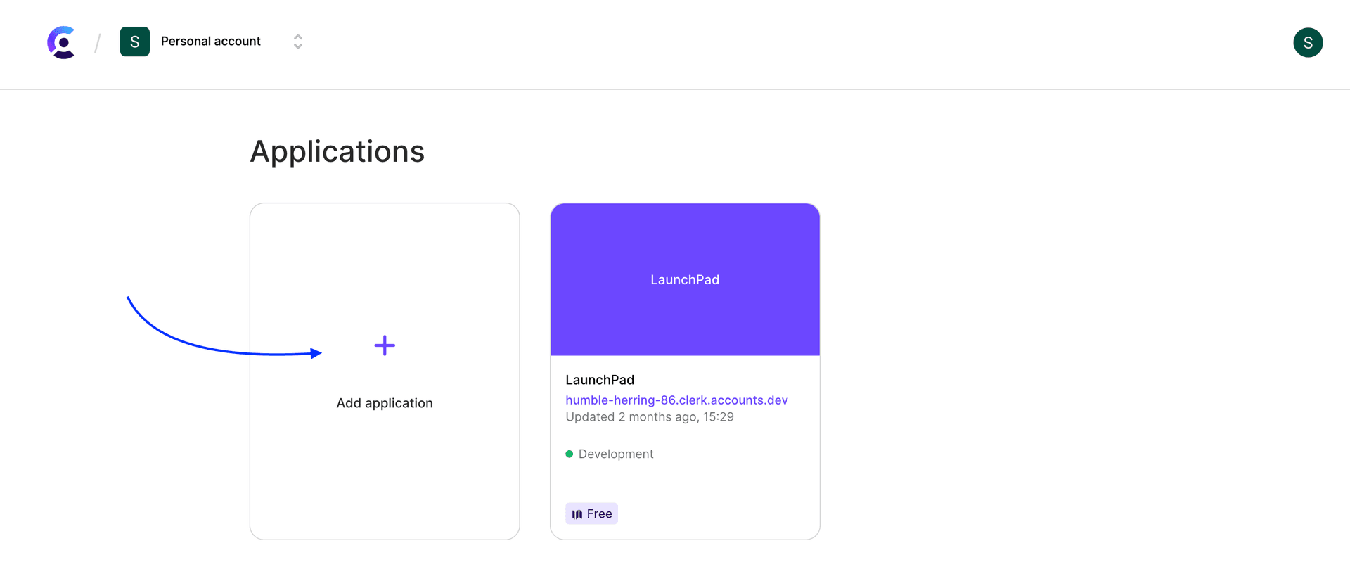 Create a new Clerk application