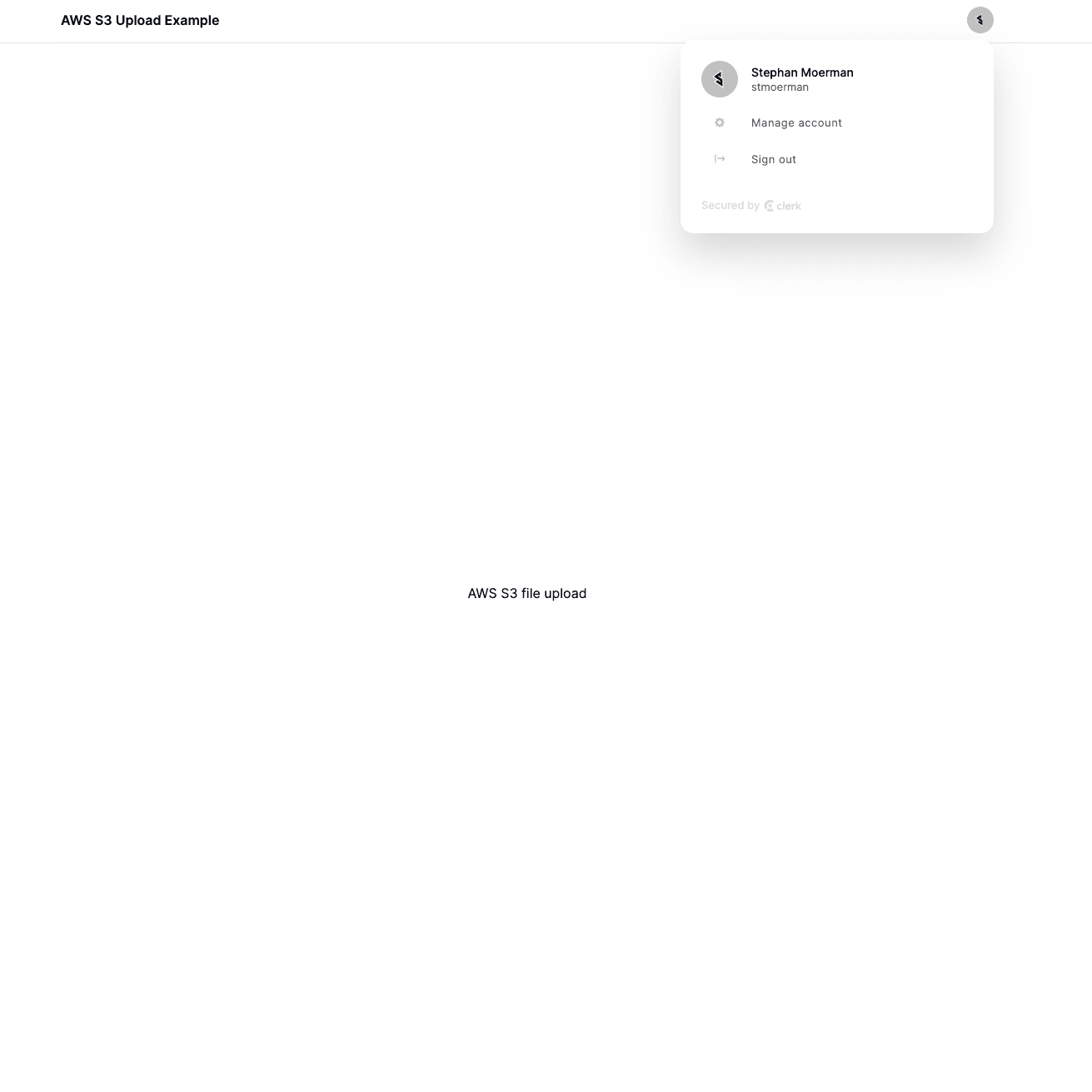 Navigation bar with Clerk UserButton